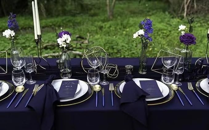 10 Pack Navy Blue Tablecloth 60x102 inch Polyester Fabric Tablecloths for 6 Foot Rectangle Tables Wrinkle Resistant Linen Tablecloth Washable Table Covers for Party Wedding Events and Camping