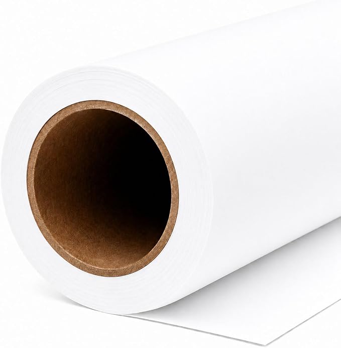Yizhily Seamless Snow White Backdrop Paper Roll, 53" x 16.4', Heavyweight MatteSnow White Photo Background for Small Studio Headshots, Tabletop Product & Food Photography