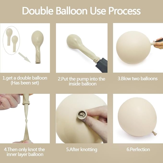 White Sand Gold Balloon Arch - Double Stuffed Matte Cream Nude Beige White Pastel Neutral Balloon Garland Kit for Boho Baby Shower Birthday Gender Reveal Bridal Wedding Valentines Easter Party