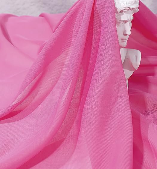 YYCRAFT Chiffon Fabric by The Yard 59" Wide 10 Yards, Bubble Pink