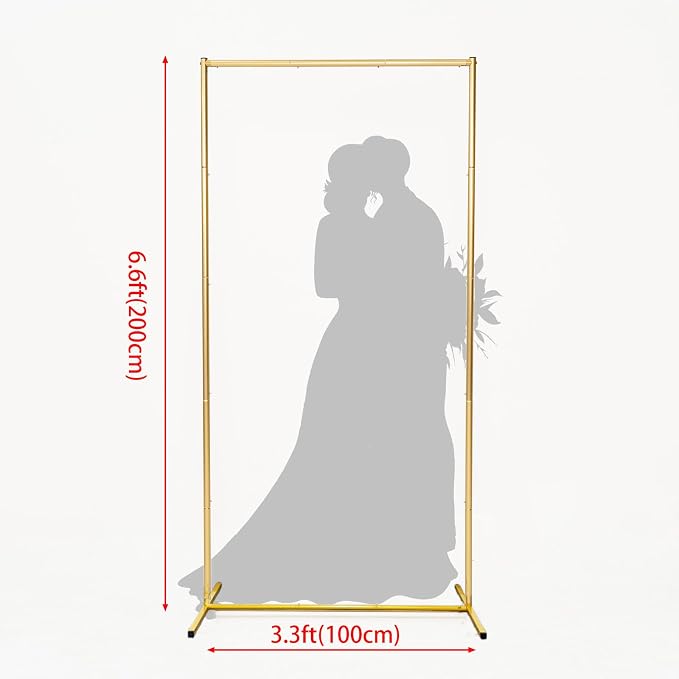 Wedding Square Balloon Arch Stand, Gold Backdrop Stand 6.6 x 3.3 FT Metal Party Frame for Wedding Ceremony Bridal Archway Birthday Party Decoration