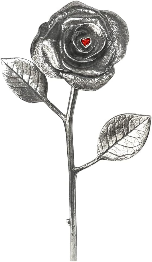 English Pewter Company 40th Ruby Wedding Anniversary Everlasting Forever Rose with Heart Crystal - Perfect Keepsake Gift for Husband Wife Him Her Boyfriend Girlfriend [ANN107]