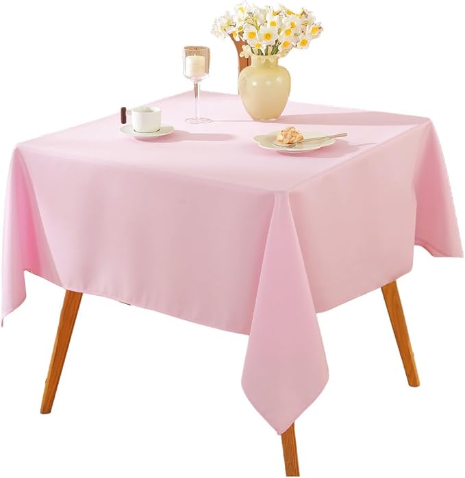 5 Pack Square Tablecloth 70 x 70 Inch Pink Tablecloth, Polyester Fabric Washable Table Cloth for Home, Party, Wedding or Restaurant Use.