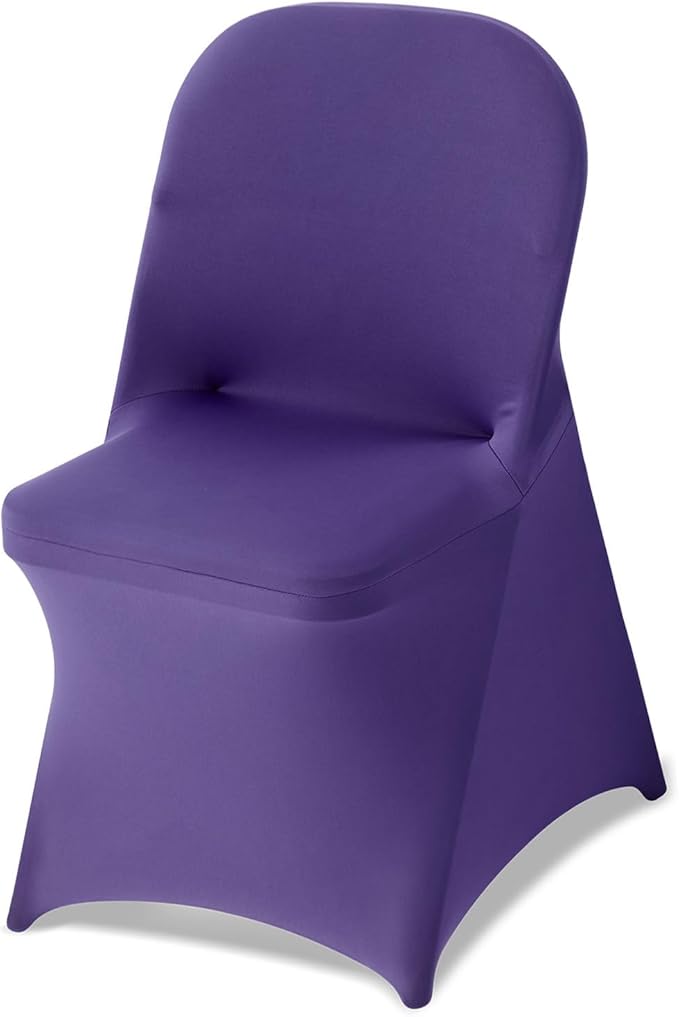 VEVOR Chair Covers, Polyester Spandex Chair Cover, Stretch Slipcovers for Wedding Party Dining Banquet Flat-Front Chair Covers (Purple-c, 50PCS)