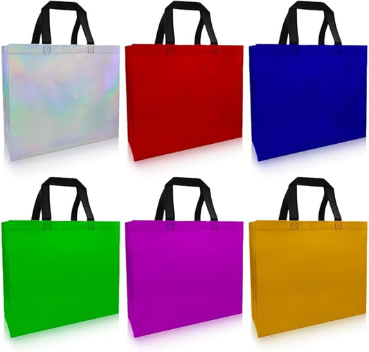 huichuan 12 Pack Multicolor Gift Bags with Handles, Reusable Tote Bag for Women Kids, Eco-Friendly Non-Woven Party Favor Goodie Bags Bulk for Valentine's Day, Birthday, Wedding, Baby Shower Treats