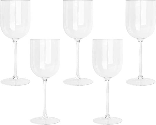 PLASTICPRO Clear Plastic Wine Glasses Set of 10 Elegant Wine Goblets Hard Plastic Wine Cups on Stem 12 Ounce
