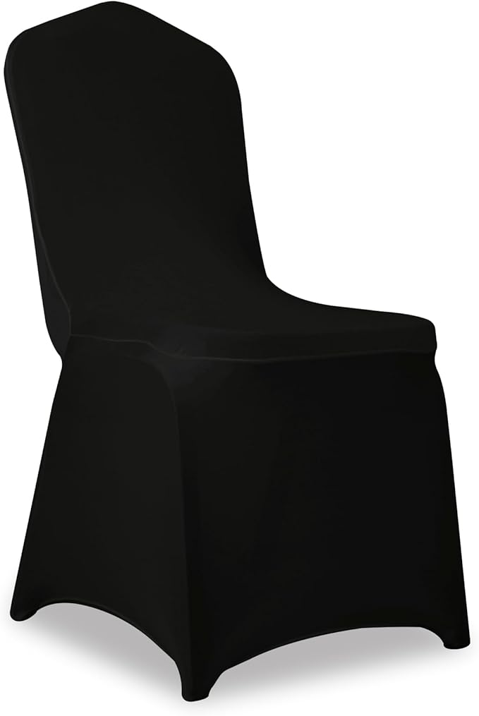 100 Pack Black Stretch Polyester Spandex Chair Covers Universal Washable Removable Chair Slipcovers Protector for Wedding Banquet Events Party Dining Decoration