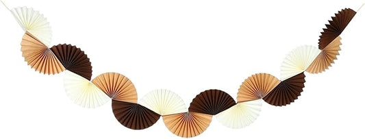 uxcell Paper Fan Garland, 5.25ft Paper Garland Hanging Decorations Set Party Hanging Decorations Fans for Birthday Parties Holiday Ornaments Family Gatherings Weddings, Brown