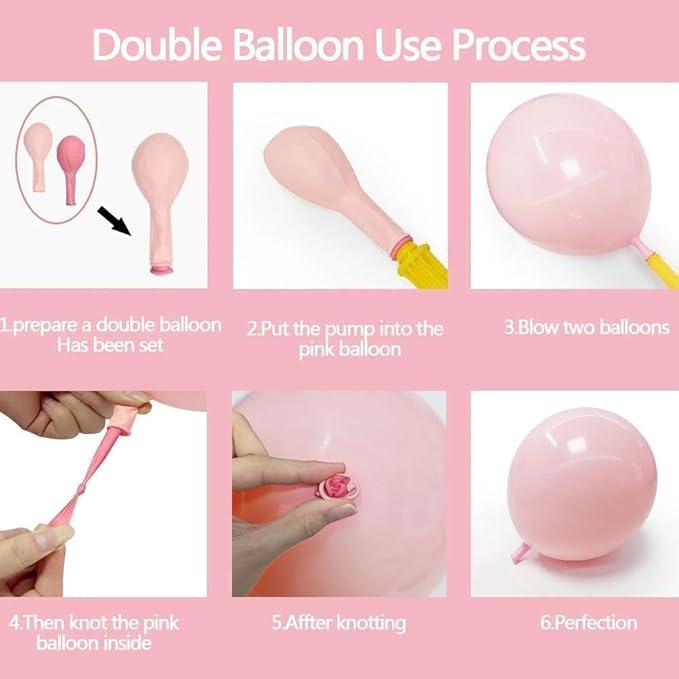 Pink White Balloon Arch Kit with Clear Bobo Balloons, Double Stuffed Baby Pastel Pale Pink Pearl White Cream Balloon Garland for Baby Shower Birthday Bridal Wedding Mother's Day Party Decoration