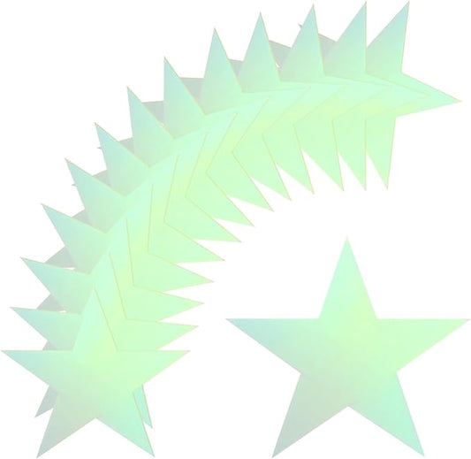 MECCANIXITY 36Pcs Iridescent Silver Stars Cutouts Double Printed Paper Stars Decoration Cardboard Star for Classroom Wall Party Movie Night Party Supplies, 6 Inch