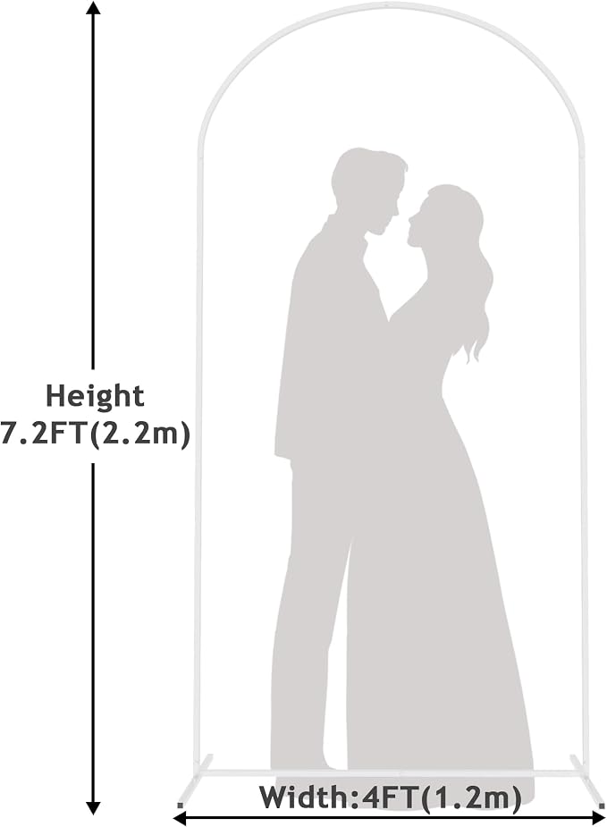 Putros Arch Backdrop Stand 7.2ft, Metal Wedding Arch Stand, White, Arched Background Frame for Birthday Party, Baby Shower, Graduation, Photography Decoration