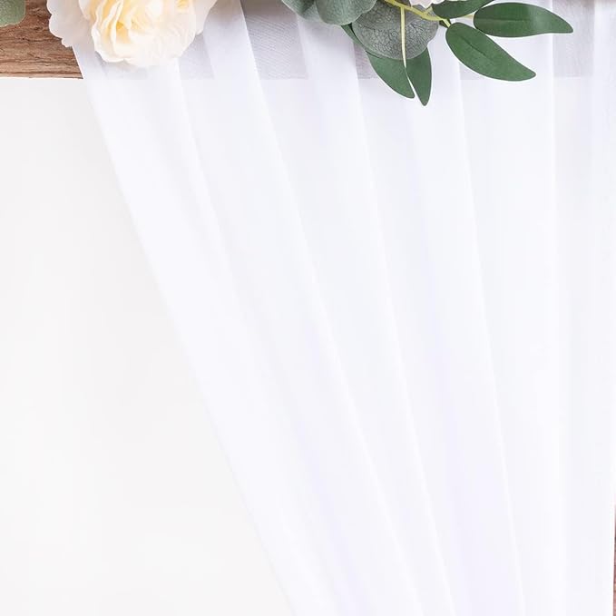 MLMW White Chiffon Fabric Sheer Fabric by the Yard 20 Yards 60" Wide Wedding Arch Draping Fabric Sheer Material for Party Backdrop Curtain Arch Ceiling Decor