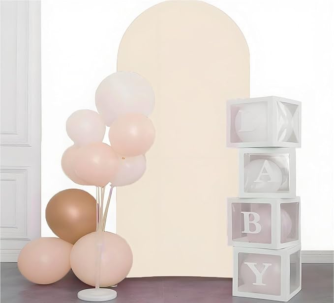 Beige 6FT Wedding Arch Cover, Spandex Arch Backdrop Cover for Festivals Birthday Party Banquet Ceremony Decoration