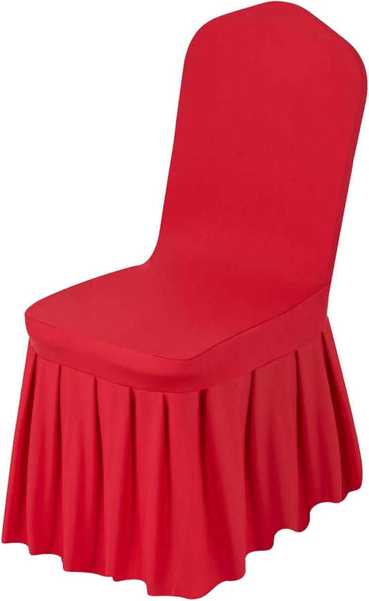 VEVOR Chair Covers, Polyester Spandex Chair Cover, Stretch Slipcovers for Wedding Party Dining Banquet Flat-Front Chair Covers (Red-d, 30PCS)