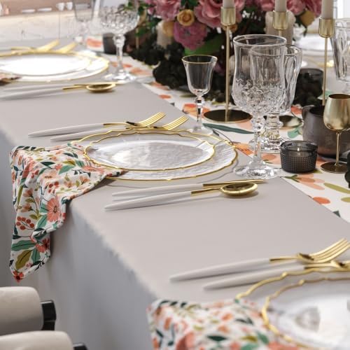 Exquisite Tinted Plates 80-Piece Plastic Disposable Party Set for 40 Guests - 40 X 7.5 Dessert Plates & 40 X 10 Thin Delicate Fancy Dinnerware with Clear Gold Rim