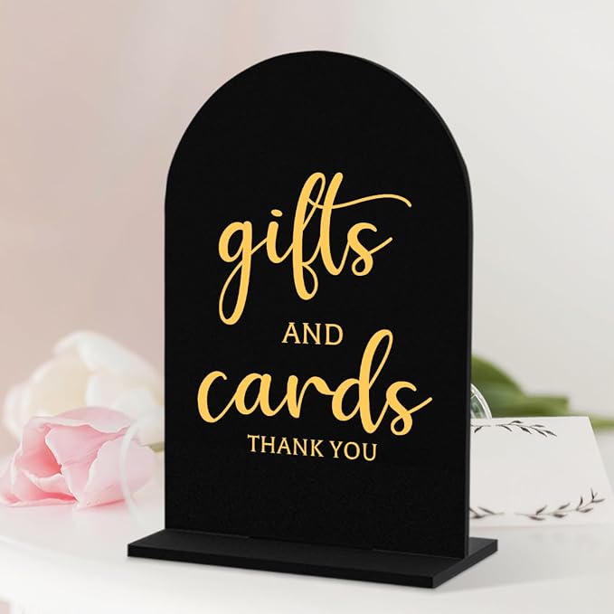 6 Pcs Wedding Sign Decor, Ceremony Sign, Wedding Sign for Reception & Event Party,Bridal Shower Decorations, Wedding Table Sign Accessories for Anniversary and Event 5x7 Inch Black Gold