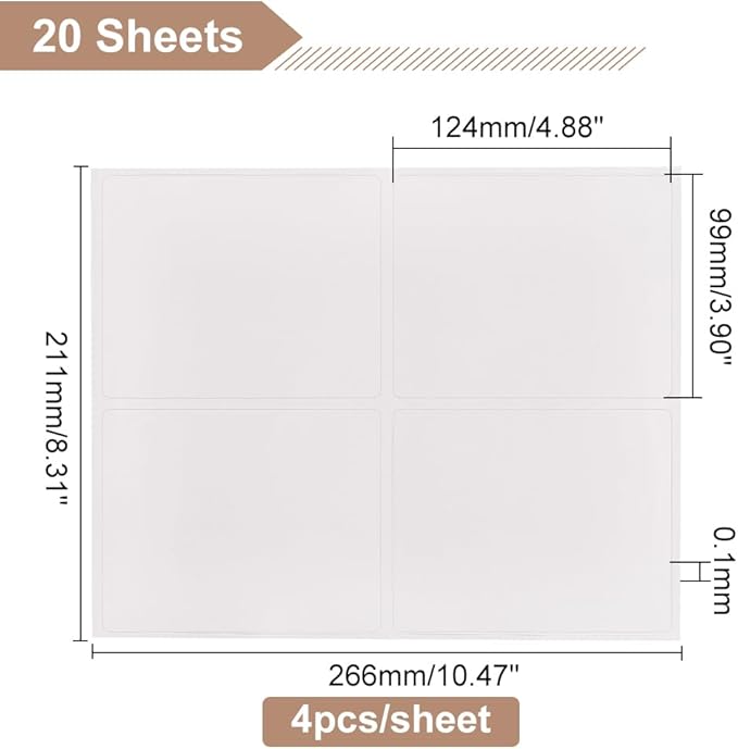 PH PandaHall 20 Sheet/80pcs Adhesive Wine Bottle Labels Custom Wine Label Stickers 3.9×4.9" White Blank Label Stickers Bottle Label Covers for Wine Wedding Engagement Anniversary Cocktail Party