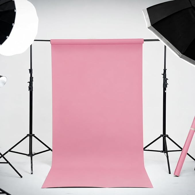 Kate Seamless Paper Backdrop for Photography Solid Pink Backdrop Paper (106.8''x32.8' Baby Pink)