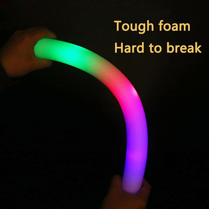 Glow Sticks Bulk-36 Pcs LED Foam Sticks Glow in The Dark Party Supplies with 3 Modes Colorful Flashing Light Up Toys for Party Wedding Birthday Concert Halloween