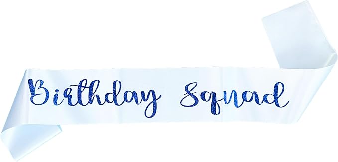10Pcs Birthday Squad Sash Blue Glitter White Satin Sashes Funny Birthday Sashes Birthday Party Supplies Gifts