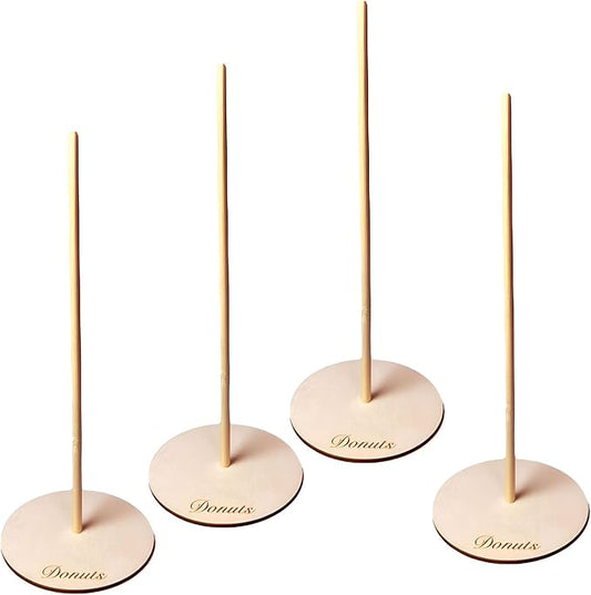 Donut Stand Wooden 4 Pack, Donut Holder, Donut Tower Stand, Doughnut Display Stand Set- Elegant Bagel Holder for Dessert Table, Wedding, Birthday,Baby Shower, Class Reunion,and Party Decor