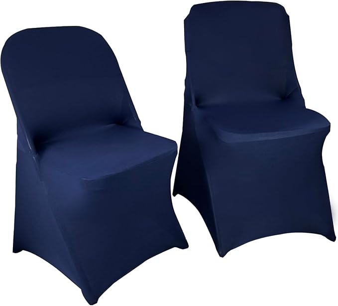 10PCS Stretch Spandex Folding Waterproof Chair Covers,Universal Fitted Chair Cover Protector for Wedding Party Banquet Holidays Celebration Decoration(Navy Blue)