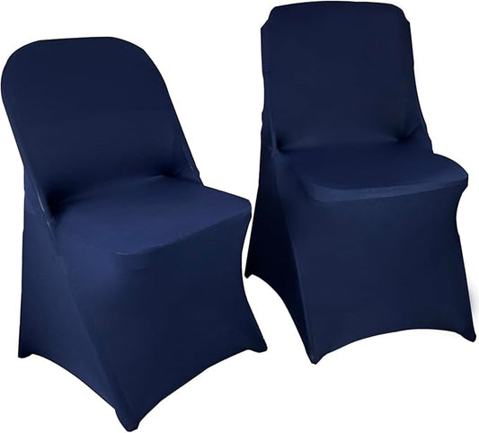 10PCS Stretch Spandex Folding Waterproof Chair Covers,Universal Fitted Chair Cover Protector for Wedding Party Banquet Holidays Celebration Decoration(Navy Blue)