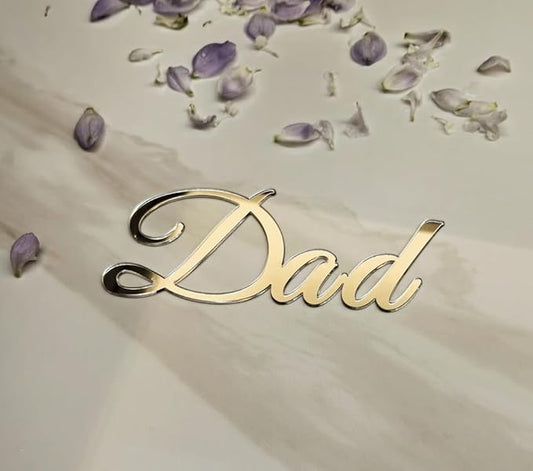15pcs of Dad/Daddy Cake Charm,Father's Day Cake Toppers,Mirror Acrylic Cupcake Topper for Happy Birthday Father's day Cake Party Decoration (4'', Silver Mirror)