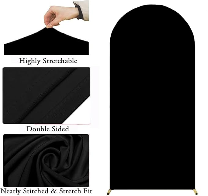 6FT Black Spandex Wedding Arch Cover for Wedding Birthday Party Celebration Decoration