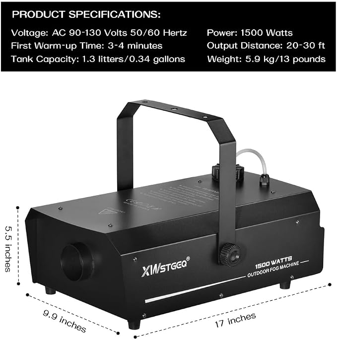 Smoke Machine 1500W with DMX, Wireless Remote, and Timer – Professional Outdoor Waterproof Fog Machine for Stage DJs, Halloween, Parties, Concerts, and Events