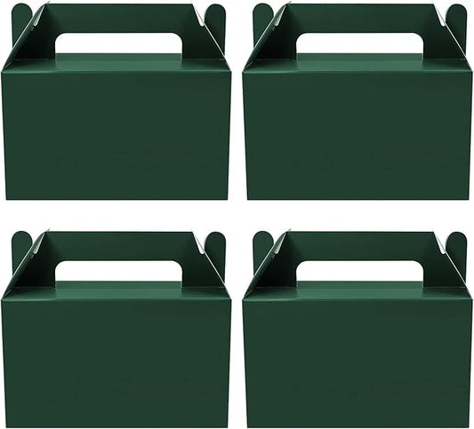 Oletx 12Pcs Dark Green Gable Gift Boxes, 5.9'' Small Party Favor Treat Box, Goodie Box, Cookie Candy Box for St Patricks Day Birthday, Classroom Activity and Any Fun Occasion Decoration Supplies.