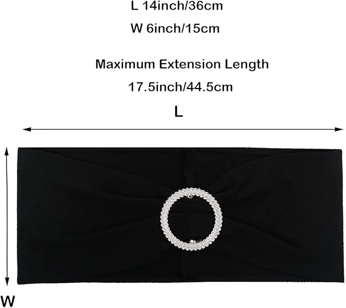 Spandex Chair Sashes Bands 50PCS Stretch Chair Ties Bows with Buckle Slider for Wedding Party Banquet Decoration (Black)…