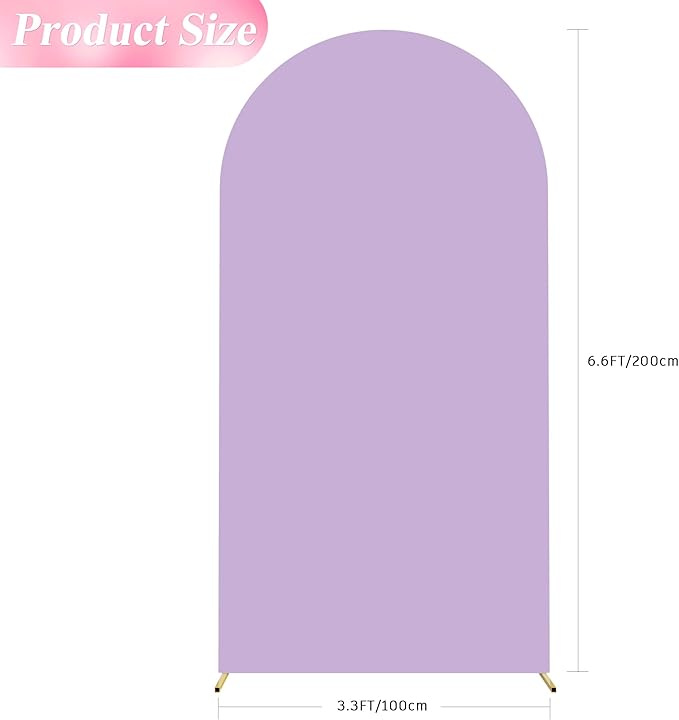 Wokceer 6.6FT Wedding Arch Cover Spandex Fitted Wedding Arch Stand Covers Round Top Chiara Arch Backdrop Cover for Birthday Party Ceremony Banquet Decoration Lavender