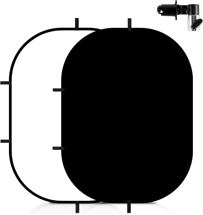 3x5ft Black White Background, Muslin Pop-Up Collapsible Backdrop 2-in-1 Self Tape Backdrop with Clip and Carry Bag for Portrait and Headshot Photography
