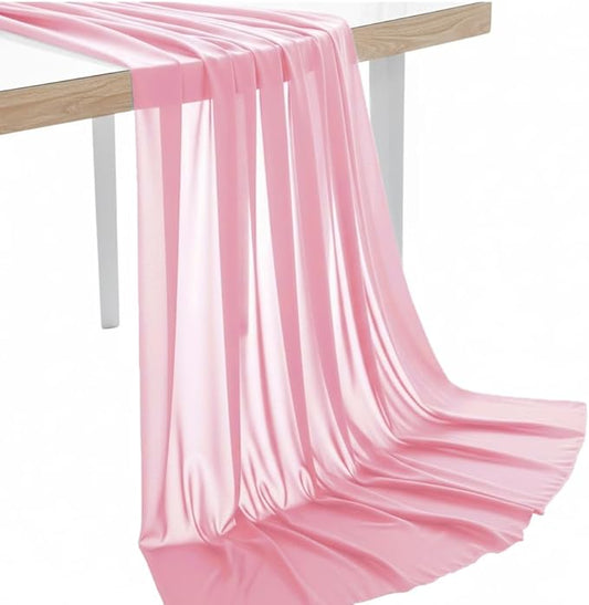 MDS Pack of 10 Yard Chiffon Fabric, Sheer Soft Draping Fabric Bolt for Wedding Party Backdrop Arch Decoration, Apparel Bridal Dress Sewing DIY Crafts Solid Gauze Fabrics 44” Wide - Dusty Rose
