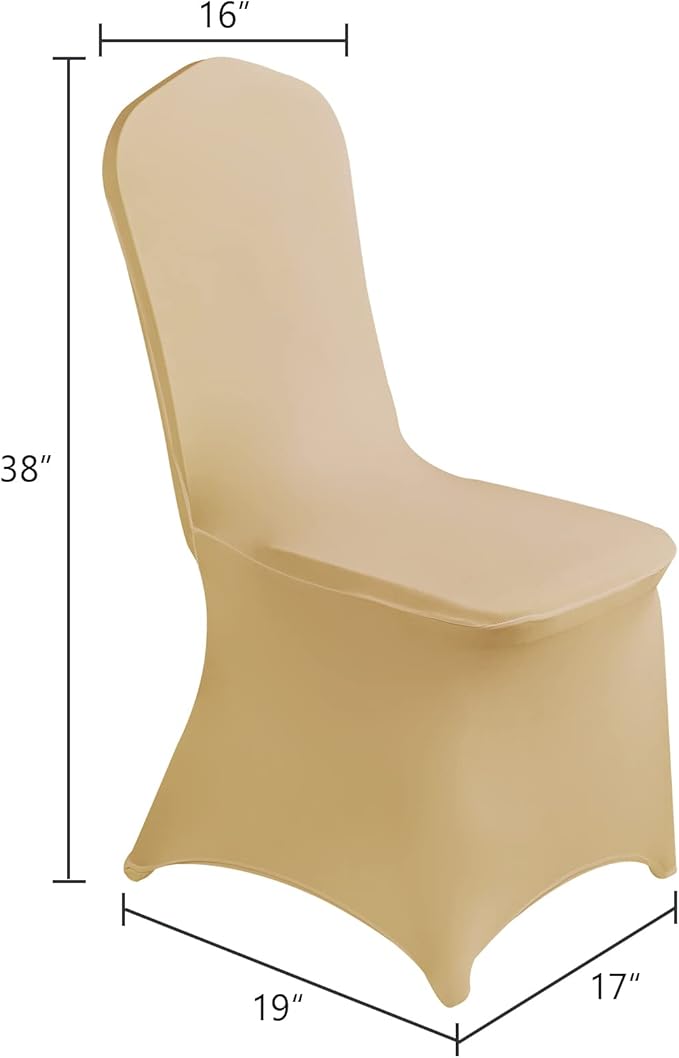 SuperO Waterproof Spandex Chair Cover 25PCS, Stretch Dining Chair Covers, Polyester Outdoor Chair Covers, Protector Stretch Chair Cover for Party Universal, Banquet, Wedding Event, Hotel(Champagne)
