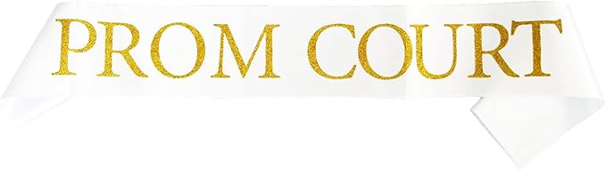 10Pcs Prom Court Sashes, School Dance Graduation Party Accessories for Prom King and Queen，Graduation Party White Gold