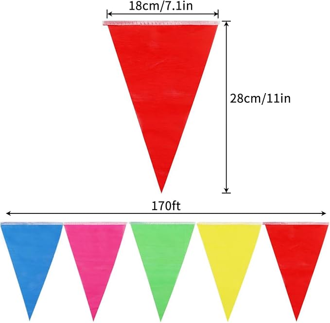 RUBFAC 1020ft 720pcs Colorful Pennant Banner Flags Multicolor Bunting String Triangle Flags Bulk, Garland for Grand Opening, Carnival Theme Birthday Party Decoration Outdoor Events Classroom Decor