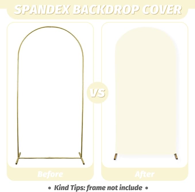 MODFUNS Ivory Arch Cover 3.3x6.6ft Spandex Arch Backdrop Covers Fitted Arched Stand Cover Vintage Arched Covers Stretchy Backdrop for Wedding Ceremony Baby Shower Party Decoration
