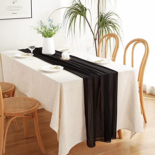 YYCRAFT Chiffon Fabric by The Yard 59" Wide 2 Yards, Black