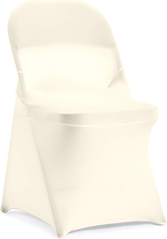 Peomeise Stretch Spandex Folding Chair Cover for Wedding Party Dining Banquet Event (25, Ivory)