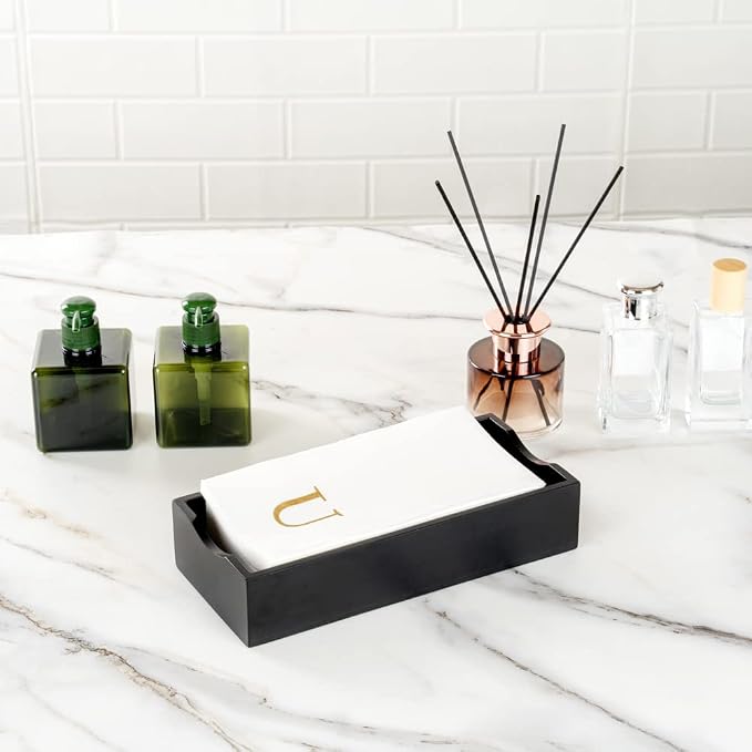 Luxenap 15.8 X 7.9 Inch Linen-Feel Guest Towels, 50 Lettered Hand Towels - Gold Letter 'U', Sans Serif Font, White Paper Dinner Napkins, airlaid, For Restrooms And Tables