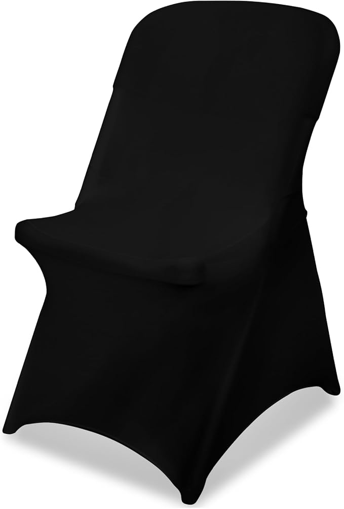 Black Chair Covers Stretch Folding Chair Covers Universal Spandex Fitted Chair Slipcovers for Wedding Dining Party Banquet Holidays Celebration Trade Show Craft Show Decoration (36 Pack)