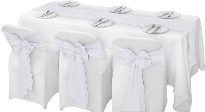 24Pack Table Runner 12 x 108 Inches Satin Silk Table Runner for Wedding, Birthday Party, Banquets, Graduations Decoration, fit Rectange and Round Table-White