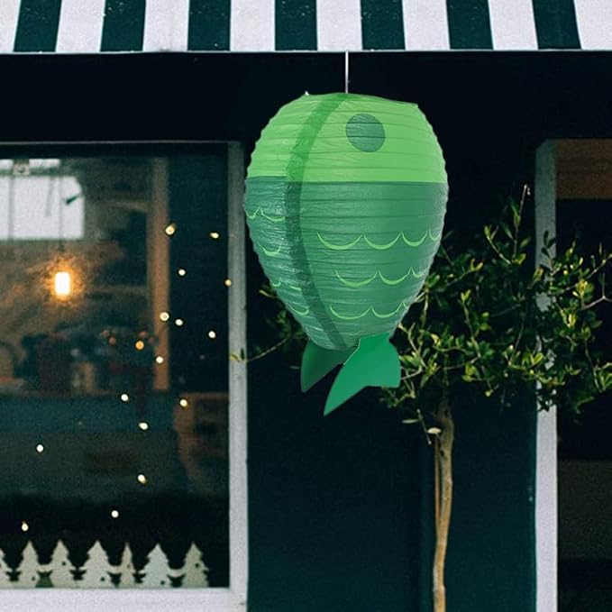 PRETYZOOM Fish-Shaped Paper Lanterns DIY Hanging Festival Party Decor 12.20X9.05X4.33 Inch Reusable Ocean Theme Paper Lanterns for Home Office Birthday Celebration