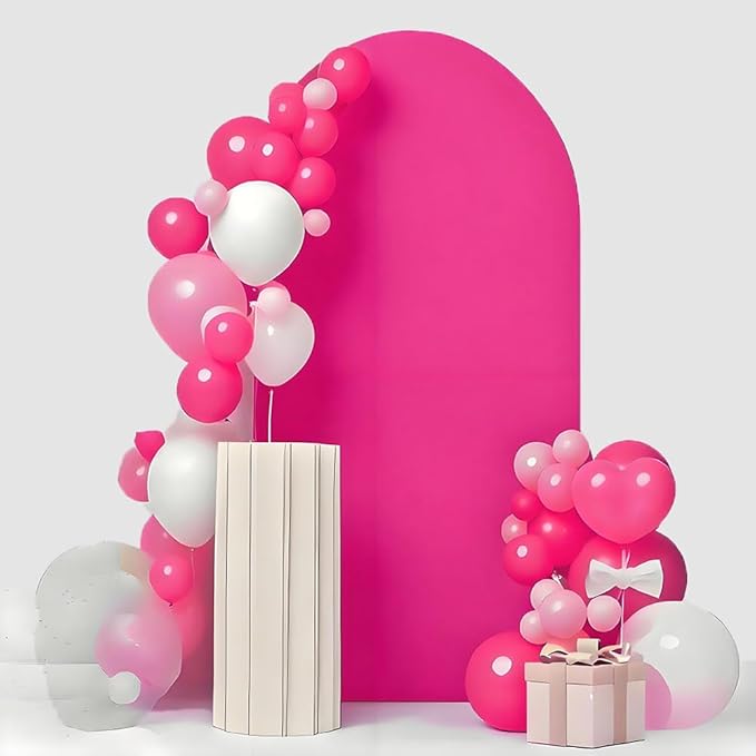 6FT Hot Pink Wedding Arch Cover, 6FT Arch Backdrop Cover, Hot Pink Backdrop Covers for Wedding Birthday Party Celebration Decoration