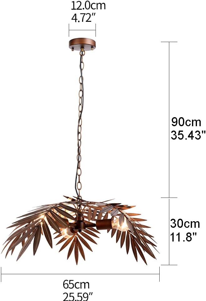 Newrays Vintage Adjustable Tropical Coconut Leaves Chandelier Rustic Tree Lamps Living Room Dining Room Bedroom Kitchen Hanging Lighting Fixture