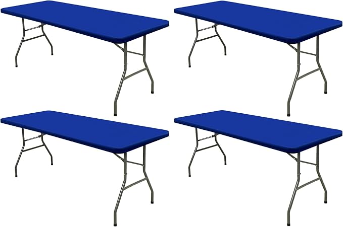 4 Pack Picnic Table Cover Elastic Fitted Tablecloths for 6 Foot Rectangle Tables Waterproof Stretch Washable Patio Folding Outdoor Spandex Tablecloth for Camping Banquet Parties (Royal Blue,30" x 72")