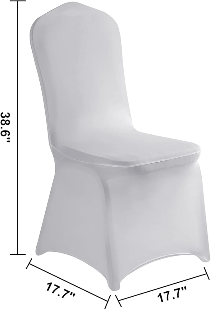 LZY 20pcs Spandex Chair Cover Stretch Slipcovers for Wedding Party, Dining Banquet Chair Decoration Covers (Silver, 20)