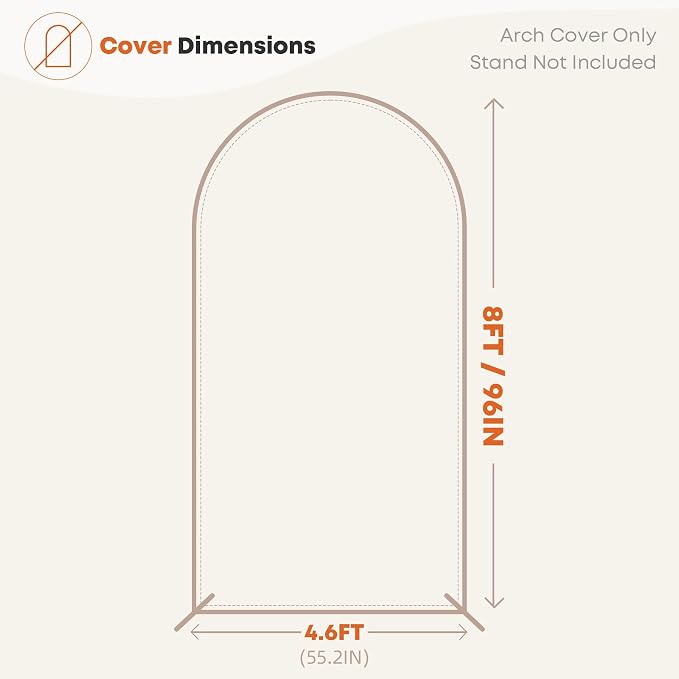 Gold Shimmer Arch Backdrop Cover 8FT with Zipper,Thick Soft Stretchy Sequin Glitter Spandex Fitted Chiara Cover for Wedding Birthday Baby Shower Graduation Party Photo Backdrop